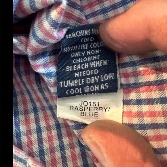 Johnnie O Men's Plaid Check Button Down Long Sleeve Shirt Size L Raspberry Blue - Picture 7 of 7